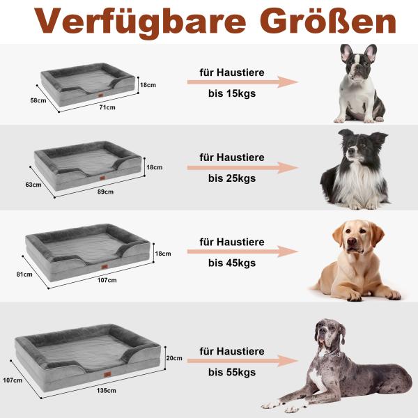 Hundesofa Grosse Hunde, Hundecouch Flauschig, Hundebett Waschbar, rutschfest Hundebetten, Weich Bequem Hundebett, Haustierbett für mittlere große Hunde (89 * 63 * 18cm)